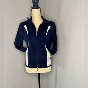 Nike Women's Navy and White Lightweight Activewear Fitted Jacket - Sz Small